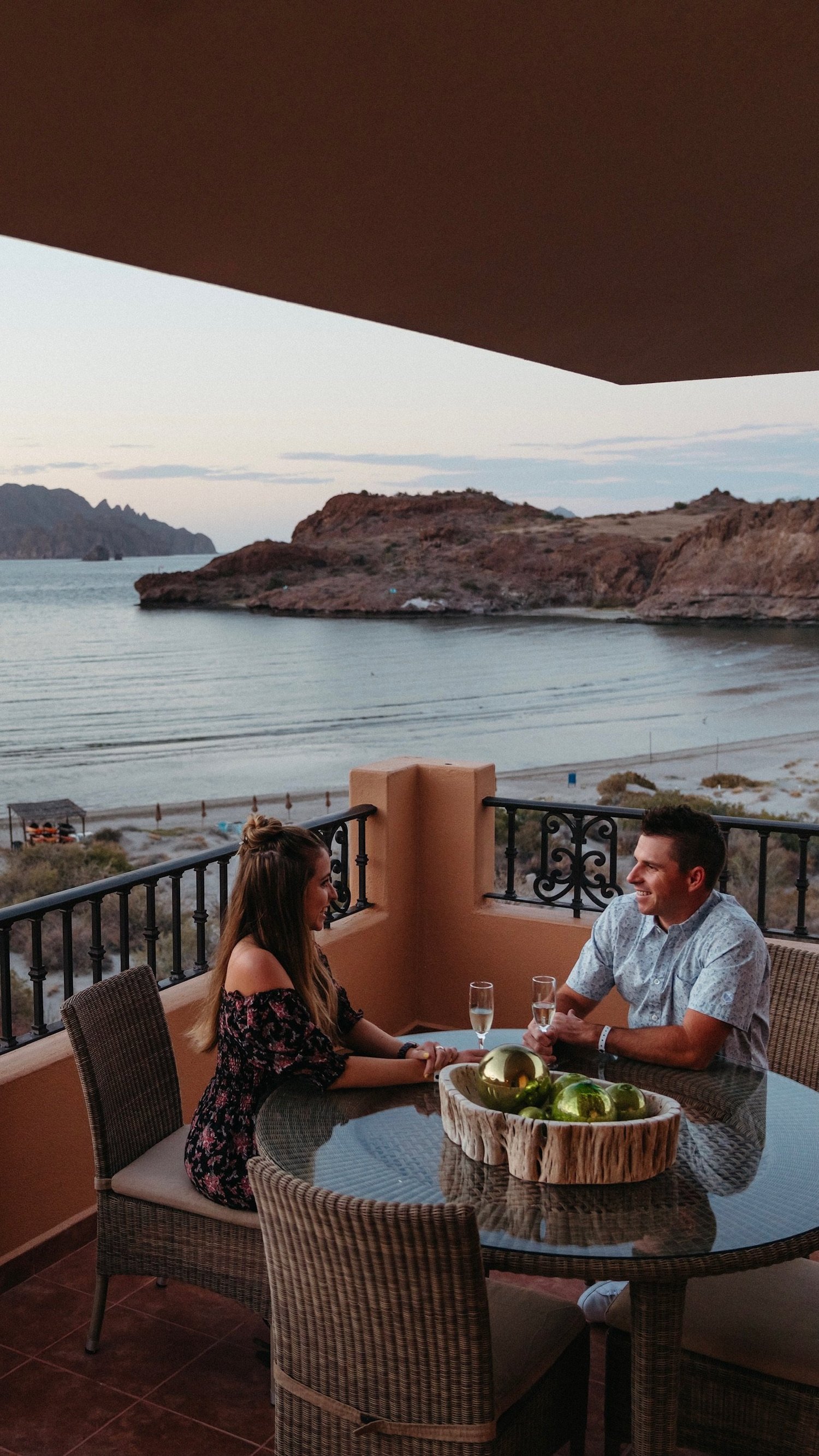 Balcony breakfast over the bay