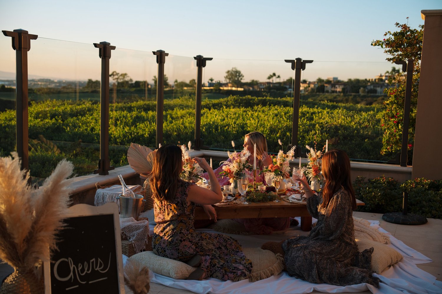 Outdoor dinner at dusk